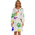 Pawprints Paw Prints Paw Animal Women s Round Neck Long Sleeve Bow Deco Dress View1