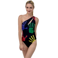 Handprints Hand Print Colourful To One Side Swimsuit by Anend