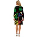 Handprints Hand Print Colourful Women s Round Neck Long Sleeve Bow Deco Dress View4
