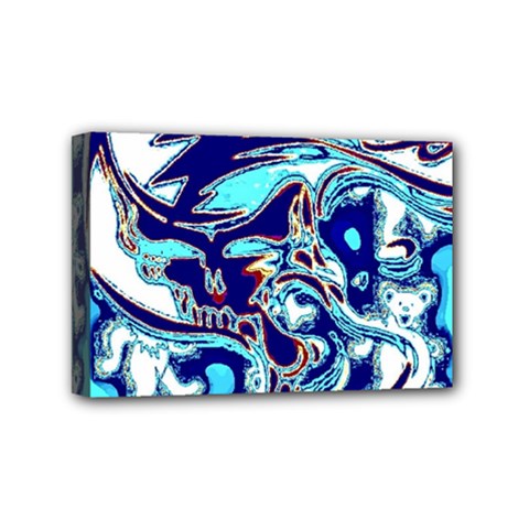 Trippy Dippy Bears Blue Dancing Greatful Dead Skull Steal Your Face Mini Canvas 6  X 4  (stretched) by Salmanaz77