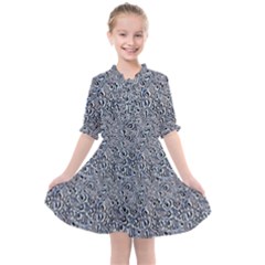 Blue Black Snake Pattern Kids  All Frills Chiffon Dress by DinkovaArt