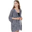 Blue Black Snake Pattern Open Front 3/4 Sleeve Batwing Chiffon Cardigan Kimono View3