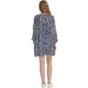 Blue Black Snake Pattern Open Front 3/4 Sleeve Batwing Chiffon Cardigan Kimono View4