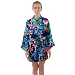 Hawaiian Flowers Hawaii Long Sleeve Satin Kimono by Cemarart