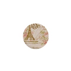 Floral Eiffel Tower Vintage French Paris Art 1  Mini Button Magnet by chicelegantboutique