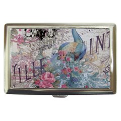 French Vintage Chandelier Blue Peacock Floral Paris Decor Cigarette Money Case by chicelegantboutique