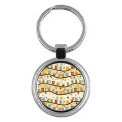 Autumn Owls Key Chain (round) by Ancello