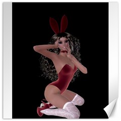 Miss Bunny In Red Lingerie Canvas 12  X 12  (unframed) by goldenjackal