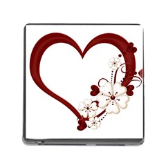 Red Love Heart With Flowers Romantic Valentine Birthday Memory Card Reader With Storage (square) by goldenjackal