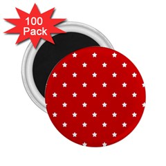 White Stars On Red 2 25  Button Magnet (100 Pack) by StuffOrSomething