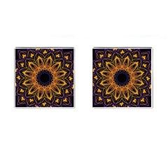 Yellow Purple Lotus Mandala Cufflinks (square) by Zandiepants