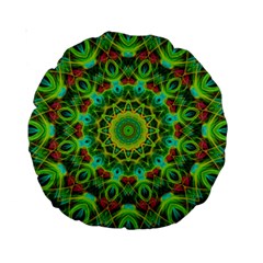 Peacock Feathers Mandala 15  Premium Round Cushion  by Zandiepants