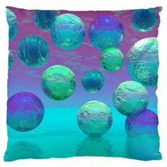 Ocean Dreams, Abstract Aqua Violet Ocean Fantasy Large Cushion Case (single Sided)  by DianeClancy