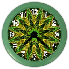 Woven Jungle Leaves Mandala Wall Clock (color) by Zandiepants