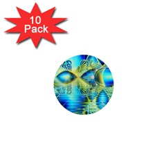 Crystal Lime Turquoise Heart Of Love, Abstract 1  Mini Button (10 Pack) by DianeClancy