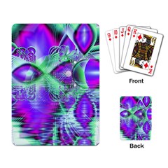Violet Peacock Feathers, Abstract Crystal Mint Green Playing Cards Single Design by DianeClancy