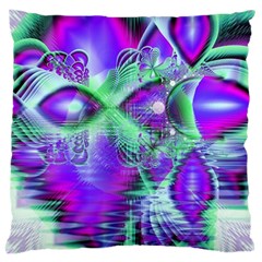 Violet Peacock Feathers, Abstract Crystal Mint Green Large Cushion Case (two Sided)  by DianeClancy