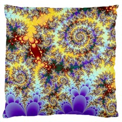 Desert Winds, Abstract Gold Purple Cactus  Large Cushion Case (two Sided)  by DianeClancy