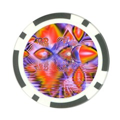 Crystal Star Dance, Abstract Purple Orange Poker Chip by DianeClancy