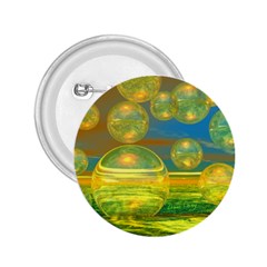 Golden Days, Abstract Yellow Azure Tranquility 2 25  Button by DianeClancy
