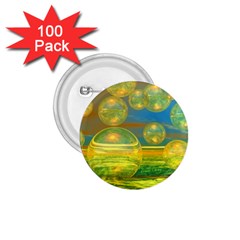 Golden Days, Abstract Yellow Azure Tranquility 1 75  Button (100 Pack) by DianeClancy