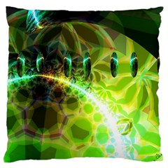 Dawn Of Time, Abstract Lime & Gold Emerge Large Cushion Case (two Sided)  by DianeClancy