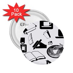 Books And Coffee 2 25  Button (10 Pack) by StuffOrSomething