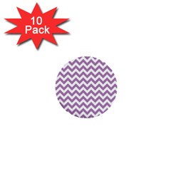 Lilac And White Zigzag 1  Mini Button (10 Pack) by Zandiepants