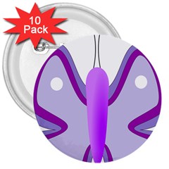 Cute Awareness Butterfly 3  Button (10 Pack) by FunWithFibro