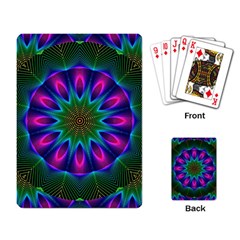 Star Of Leaves, Abstract Magenta Green Forest Playing Cards Single Design by DianeClancy