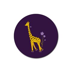 Purple Roller Skating Cute Cartoon Giraffe Drink Coaster (round) by CreaturesStore