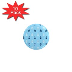 Anchors In Blue And White 1  Mini Button Magnet (10 Pack) by StuffOrSomething