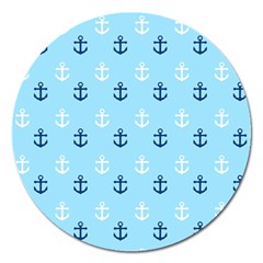 Anchors In Blue And White Magnet 5  (round) by StuffOrSomething