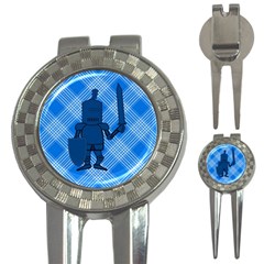 Blue Knight On Plaid Golf Pitchfork & Ball Marker by StuffOrSomething