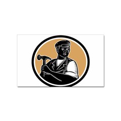 Carpenter Holding Hammer Woodcut Sticker 10 Pack (rectangle) by retrovectors