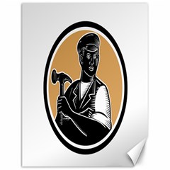 Carpenter Holding Hammer Woodcut Canvas 12  X 16  (unframed) by retrovectors