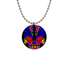 Skull In Colour Button Necklace by icarusismartdesigns