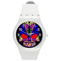 Skull In Colour Plastic Sport Watch (medium) by icarusismartdesigns