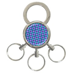 Blue Purple Squares Pattern 3-ring Key Chain by LalyLauraFLM