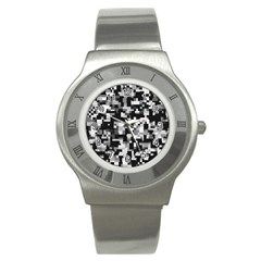 Background Noise In Black & White Stainless Steel Watch (slim) by StuffOrSomething