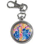 Yellow Blue Pink Abstract  Key Chain Watch Front