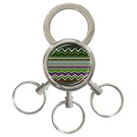 Chevrons and distorted stripes 3-Ring Key Chain Front
