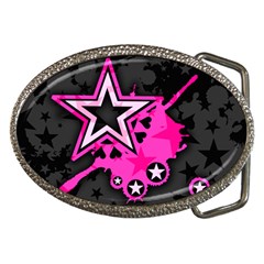 Pink Star Graphic Belt Buckle (oval) by ArtistRoseanneJones