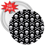 Skull and Crossbones Pattern 3  Button (100 pack) Front