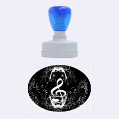 Decorative Cllef With Floral Elements Rubber Oval Stamps by FantasyWorld7