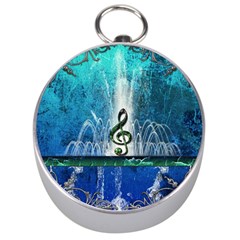 Clef With Water Splash And Floral Elements Silver Compasses by FantasyWorld7