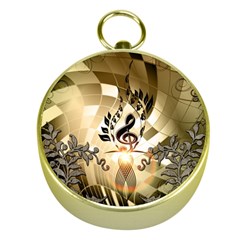 Clef With  And Floral Elements Gold Compasses by FantasyWorld7