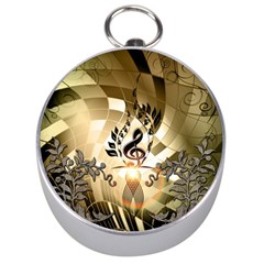 Clef With  And Floral Elements Silver Compasses by FantasyWorld7