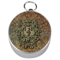Elegant Clef With Floral Elements On A Background With Damasks Silver Compasses by FantasyWorld7