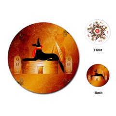 Anubis, Ancient Egyptian God Of The Dead Rituals  Playing Cards (round)  by FantasyWorld7